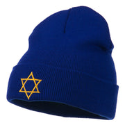 Star of David Embroidered Long Beanie