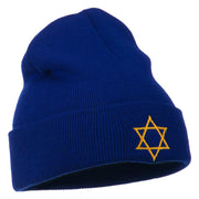 Star of David Embroidered Long Beanie