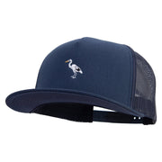 Heron Bird Logo Embroidered 5 Panel Mesh Trucker Snapback Cap - Navy OSFM