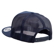 Heron Bird Logo Embroidered 5 Panel Mesh Trucker Snapback Cap - Navy OSFM