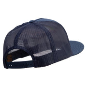 Heron Bird Logo Embroidered 5 Panel Mesh Trucker Snapback Cap - Navy OSFM