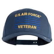 US Air Force Veteran with Flag Embroidered Retro Cotton Blend Snapback Cap - Navy OSFM