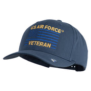 US Air Force Veteran with Flag Embroidered Retro Cotton Blend Snapback Cap - Navy OSFM