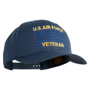 US Air Force Veteran with Flag Embroidered Retro Cotton Blend Snapback Cap - Navy OSFM