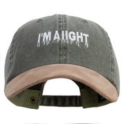 I'm Aiight Embroidered Suede Bill Washed Pigment Dyed Cap - Olive-Tan OSFM