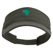 Brazil Map Logo Embroidered Brushed Sports Visor - Charcoal OSFM