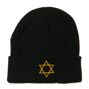 Star of David Embroidered Long Beanie