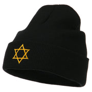 Star of David Embroidered Long Beanie