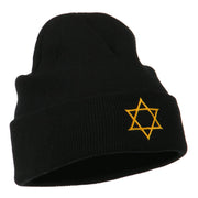 Star of David Embroidered Long Beanie