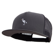 Heron Bird Logo Embroidered 5 Panel Mesh Trucker Snapback Cap - Charcoal OSFM