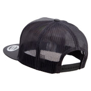 Heron Bird Logo Embroidered 5 Panel Mesh Trucker Snapback Cap - Charcoal OSFM