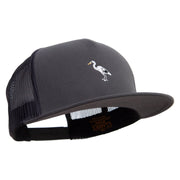 Heron Bird Logo Embroidered 5 Panel Mesh Trucker Snapback Cap - Charcoal OSFM