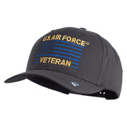 US Air Force Veteran with Flag Embroidered Retro Cotton Blend Snapback Cap - Charcoal OSFM