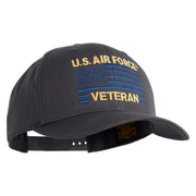 US Air Force Veteran with Flag Embroidered Retro Cotton Blend Snapback Cap - Charcoal OSFM