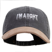 I'm Aiight Embroidered Suede Bill Washed Pigment Dyed Cap - Black-Tan OSFM