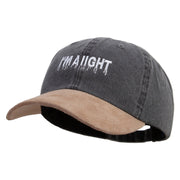 I'm Aiight Embroidered Suede Bill Washed Pigment Dyed Cap - Black-Tan OSFM