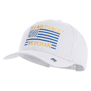 US Air Force Veteran with Flag Embroidered Retro Cotton Blend Snapback Cap - White OSFM