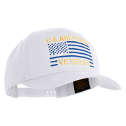 US Air Force Veteran with Flag Embroidered Retro Cotton Blend Snapback Cap - White OSFM