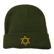 Star of David Embroidered Long Beanie