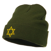 Star of David Embroidered Long Beanie