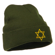 Star of David Embroidered Long Beanie