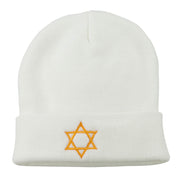 Star of David Embroidered Long Beanie