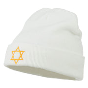 Star of David Embroidered Long Beanie