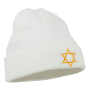 Star of David Embroidered Long Beanie