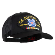 U.S. Coast Guard Vietnam Veteran Patched Solid Cotton Twill 5 panel Mesh Back Cap - Black OSFM