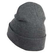Black Lighting Bolt Iron on Patched 12 Inch Long Knitted Beanie