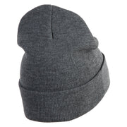 Black Lighting Bolt Iron on Patched 12 Inch Long Knitted Beanie