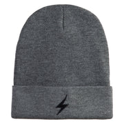 Black Lighting Bolt Iron on Patched 12 Inch Long Knitted Beanie