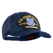 U.S. Coast Guard Vietnam Veteran Patched Solid Cotton Twill 5 panel Mesh Back Cap - Navy OSFM