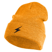 Black Lighting Bolt Iron on Patched 12 Inch Long Knitted Beanie