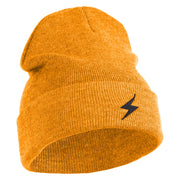 Black Lighting Bolt Iron on Patched 12 Inch Long Knitted Beanie