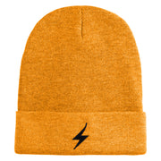 Black Lighting Bolt Iron on Patched 12 Inch Long Knitted Beanie