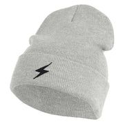 Black Lighting Bolt Iron on Patched 12 Inch Long Knitted Beanie