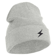 Black Lighting Bolt Iron on Patched 12 Inch Long Knitted Beanie