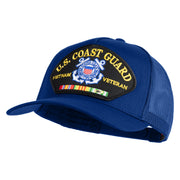 U.S. Coast Guard Vietnam Veteran Patched Solid Cotton Twill 5 panel Mesh Back Cap - Royal OSFM