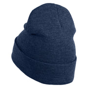 Black Lighting Bolt Iron on Patched 12 Inch Long Knitted Beanie