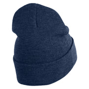 Black Lighting Bolt Iron on Patched 12 Inch Long Knitted Beanie