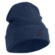 Black Lighting Bolt Iron on Patched 12 Inch Long Knitted Beanie