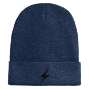 Black Lighting Bolt Iron on Patched 12 Inch Long Knitted Beanie
