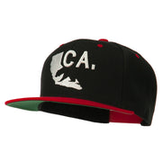 3D California Map Bear Embroidered Two Tone Snapback Cap