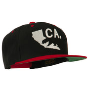 3D California Map Bear Embroidered Two Tone Snapback Cap