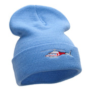 Medical Helicopter Embroidered Long Knitted Beanie