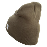The Few The Proud Symbol Embroidered 8 Inch Solid Knit Short Beanie Made in USA - Olive OSFM