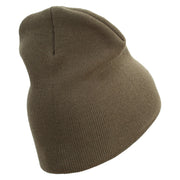 The Few The Proud Symbol Embroidered 8 Inch Solid Knit Short Beanie Made in USA - Olive OSFM