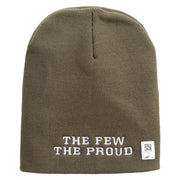 The Few The Proud Symbol Embroidered 8 Inch Solid Knit Short Beanie Made in USA - Olive OSFM