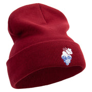 Organic Natural Winery Embroidered 12 Inch Long Knitted Beanie - Maroon OSFM